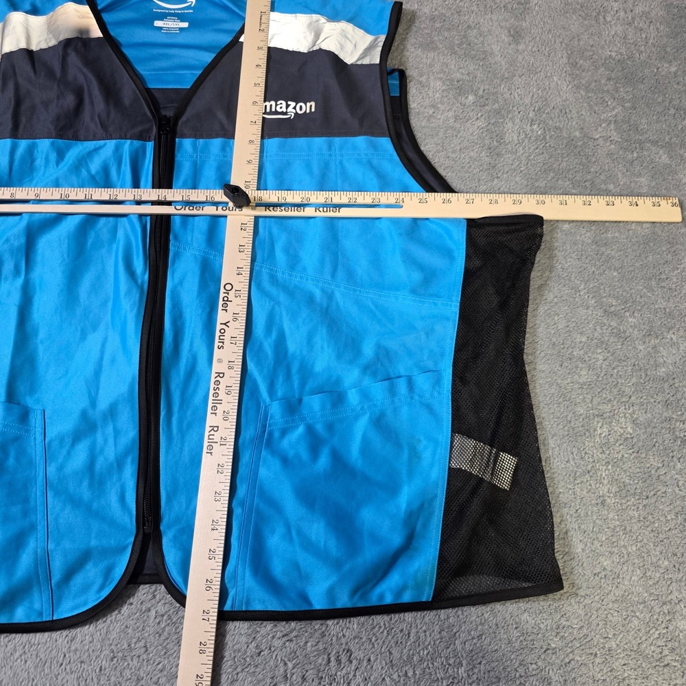 Amazon Unisex 4XL/5XL Delivery Vest Blue Reflective Mesh Safety Workwear - Picture 2 of 9